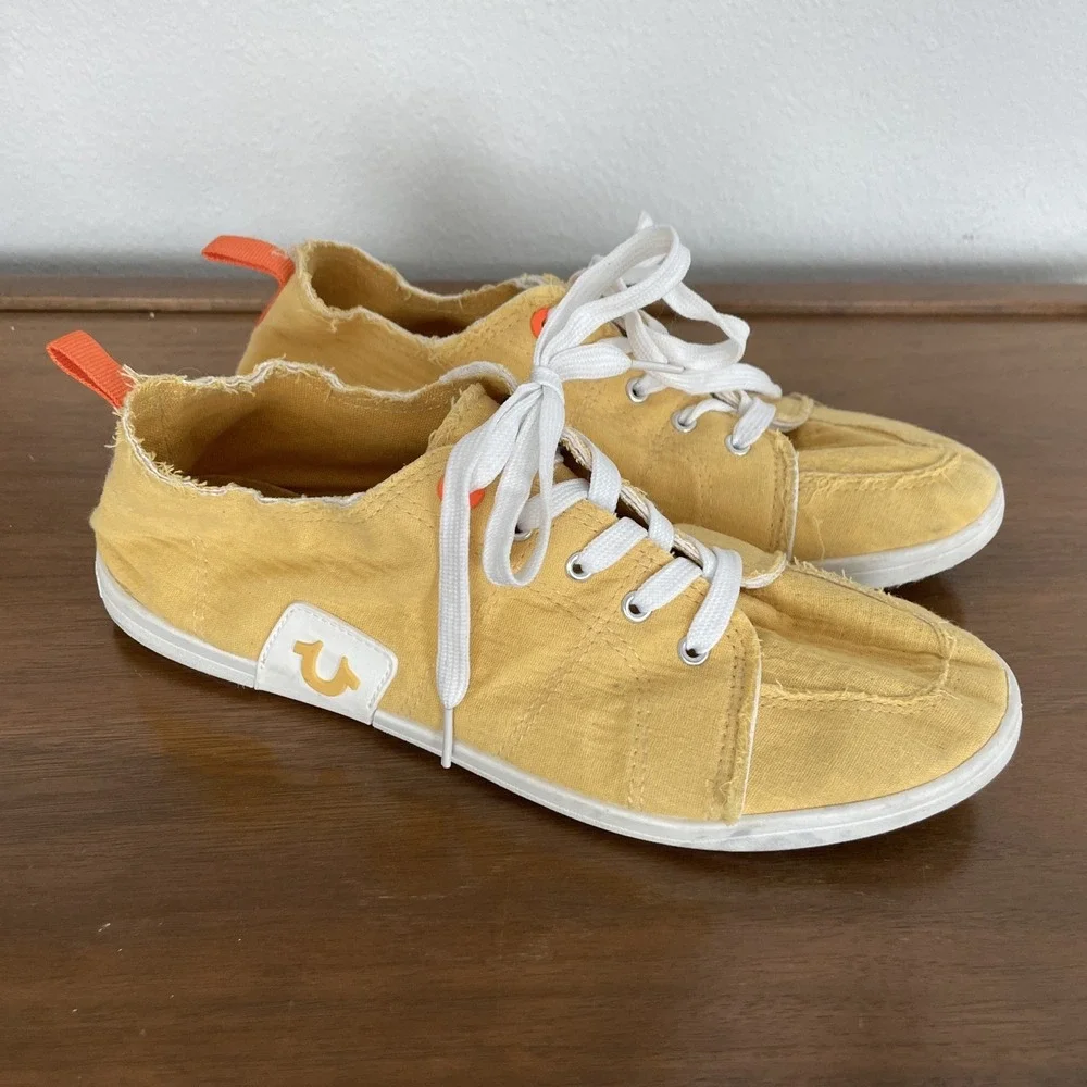 True Religion Sahana Yellow Lace Up Casual‎ Sneaker Women 10